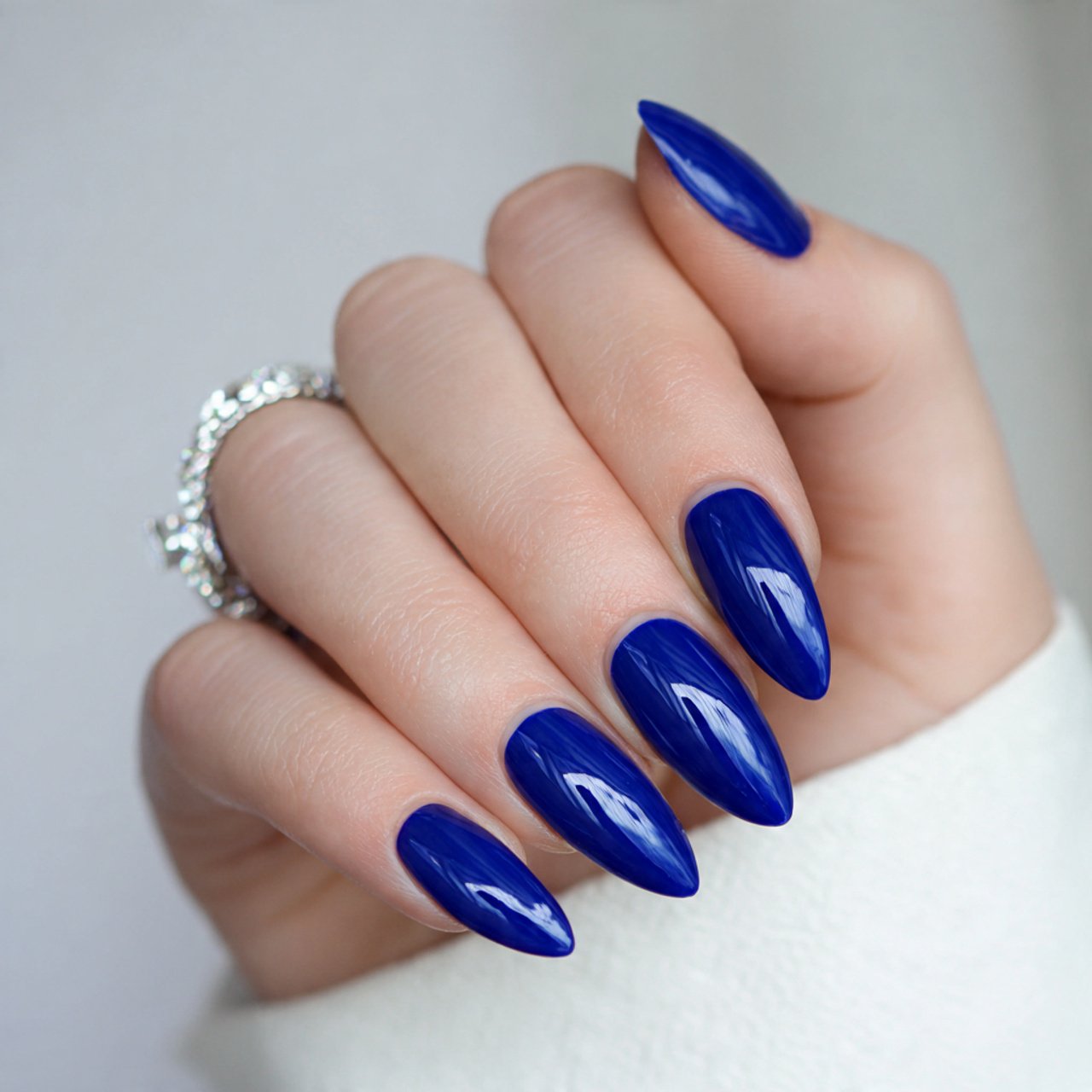 cobalt gloss almond nails