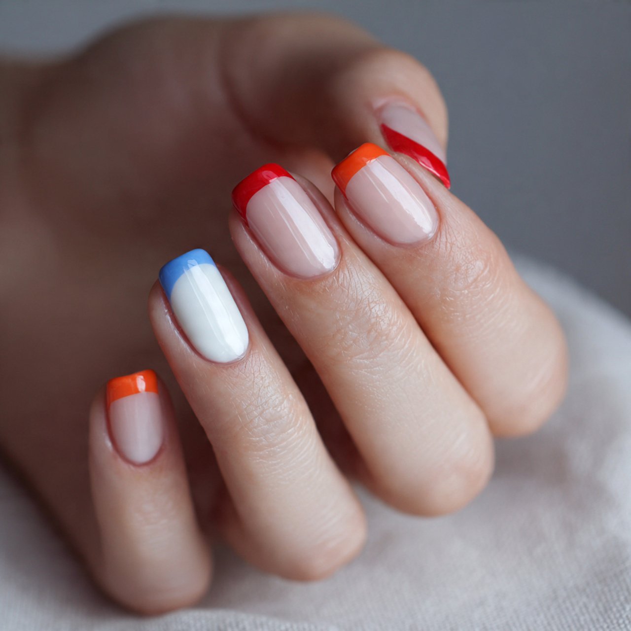 color block french nails