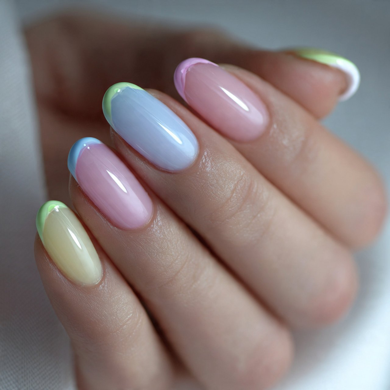 colored pastel french tips pretty nails
