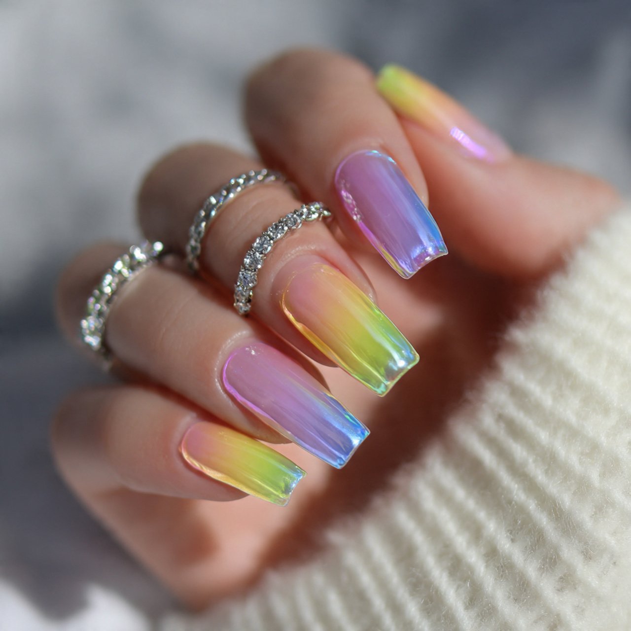 colorful aura nails
