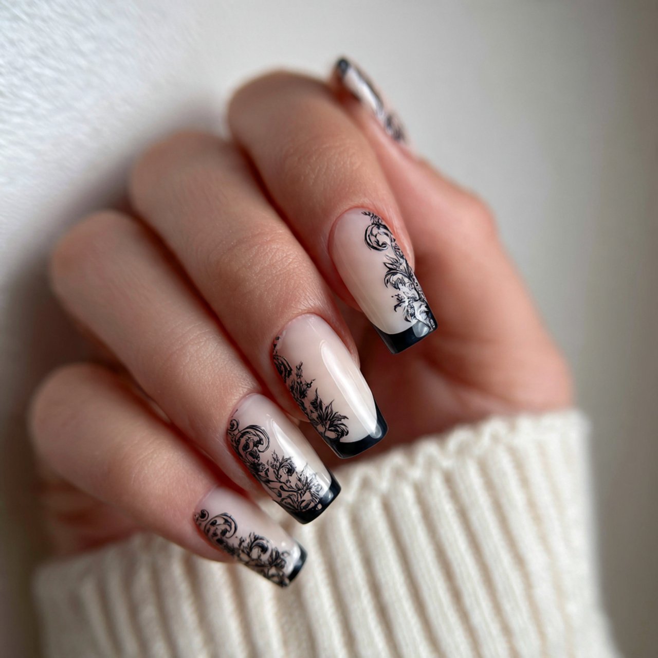 cool nails with side french detailing nails