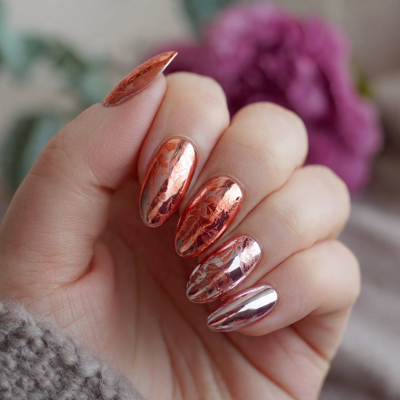 copper chrome accent nails
