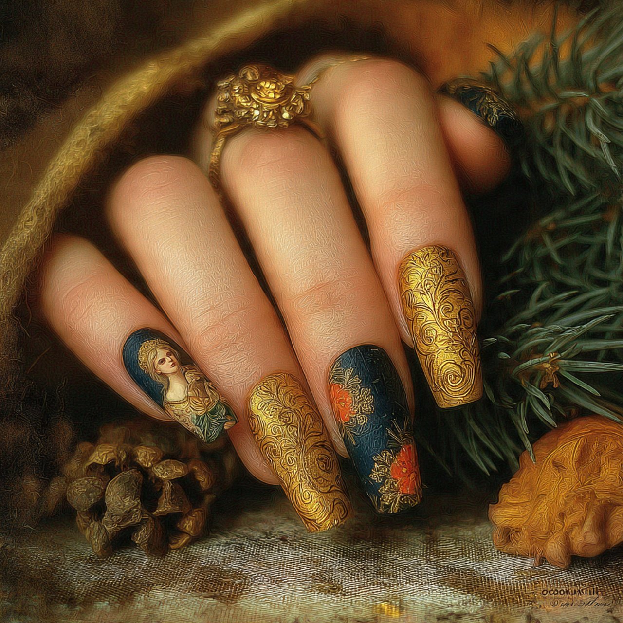 coral chrome nails nature look nails