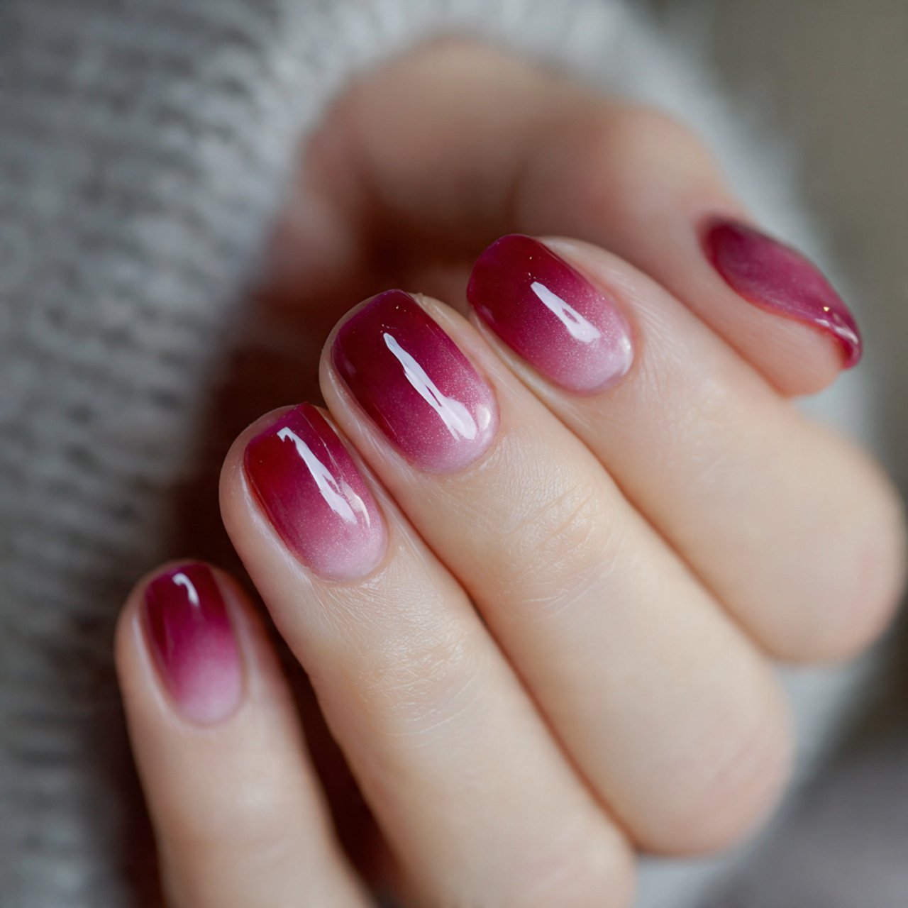cranberry ombr short nails