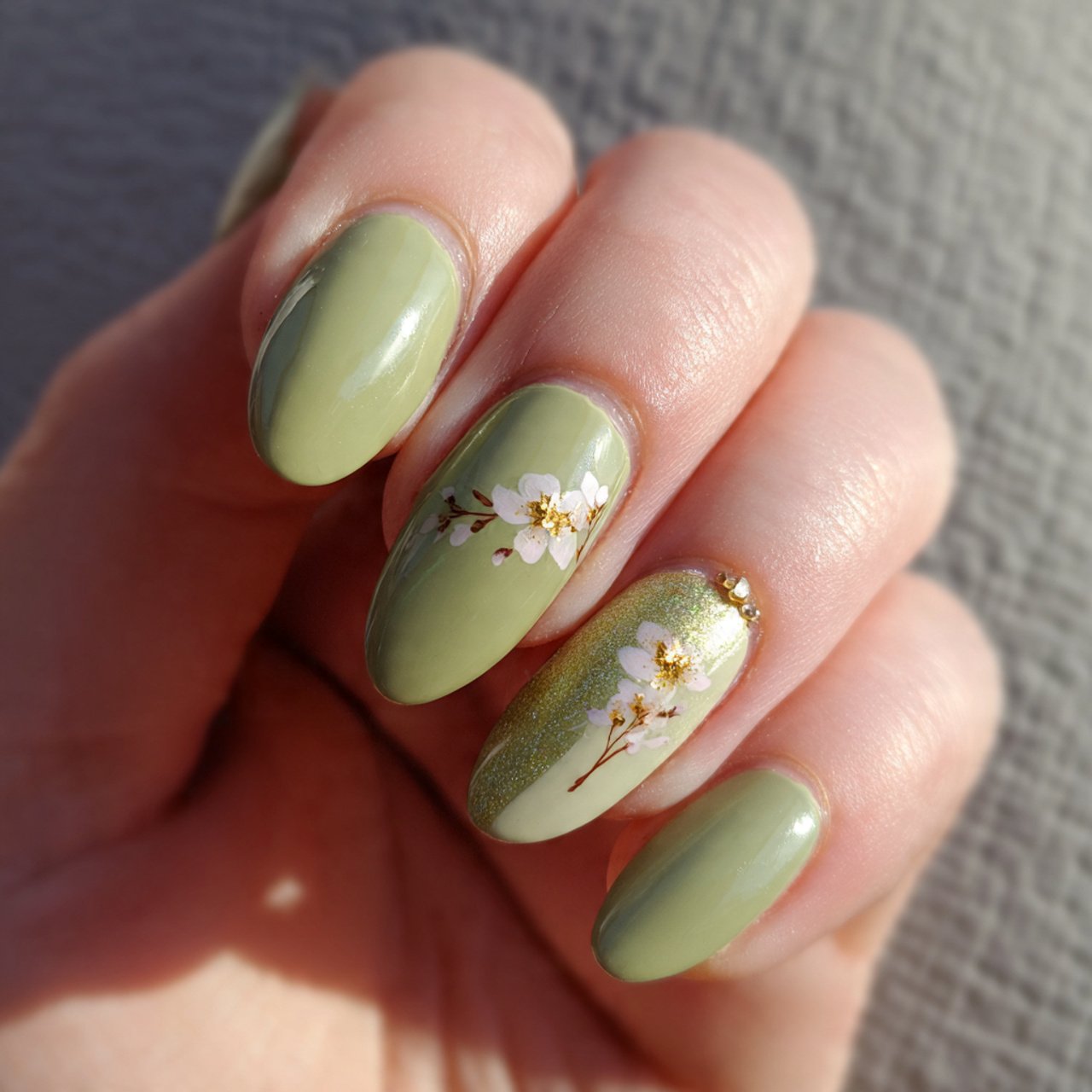 creamy pistachio nails