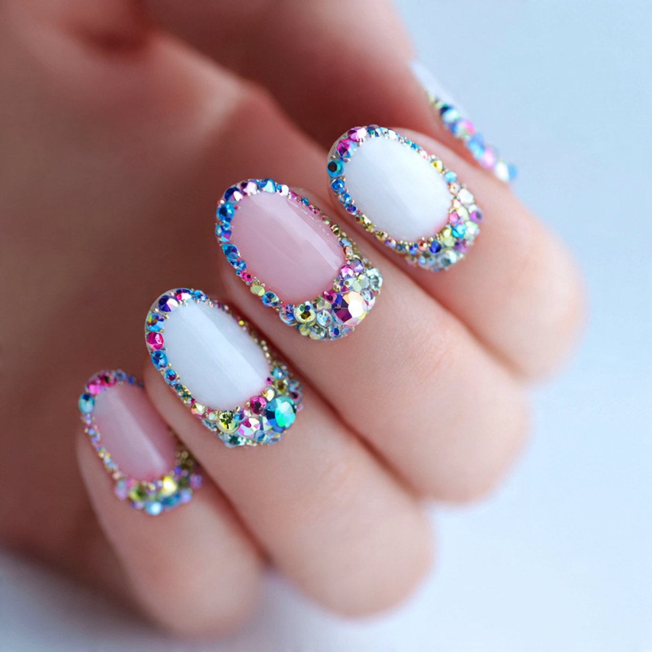 cuticle rhinestone nails