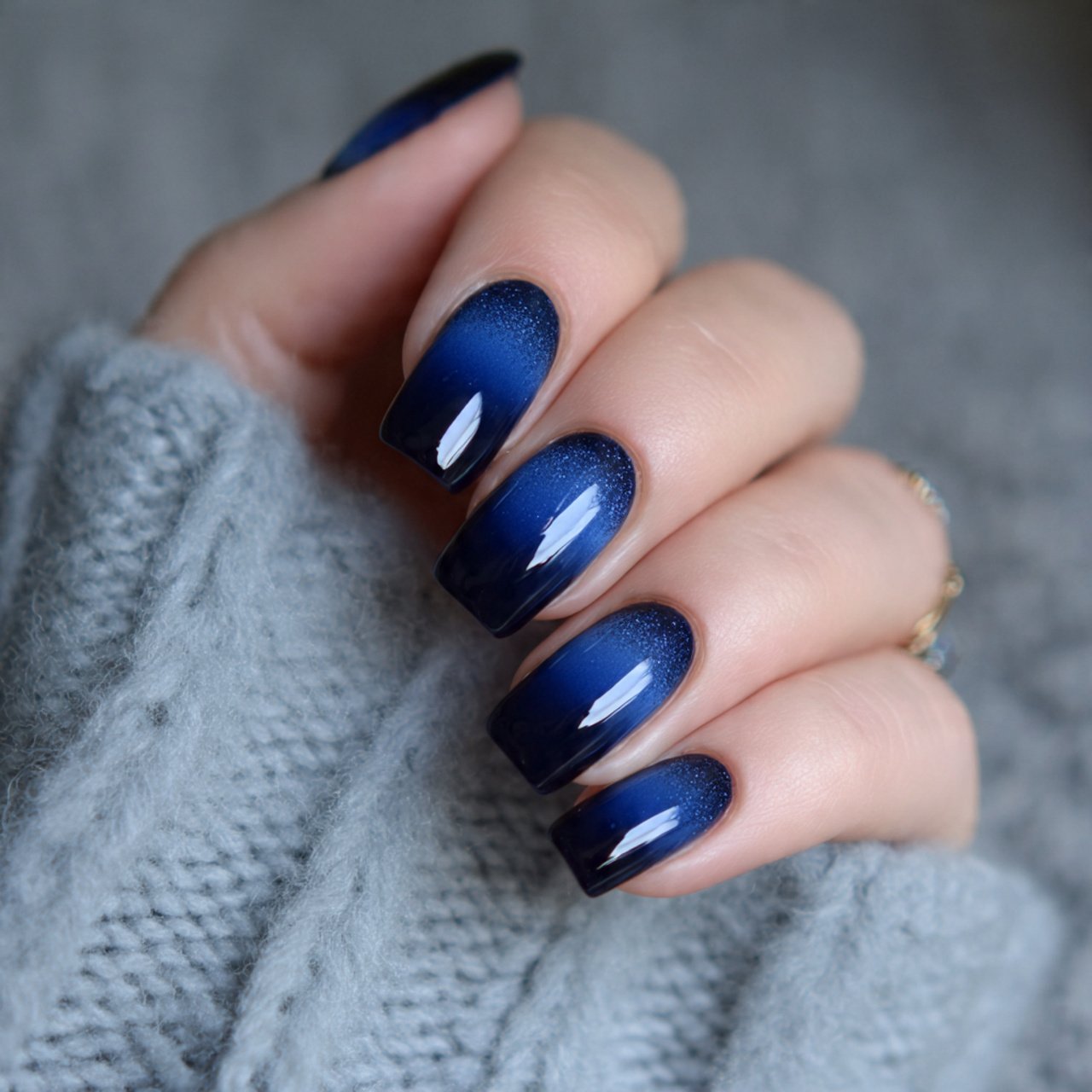dark blue ombr midnight fade classy nails