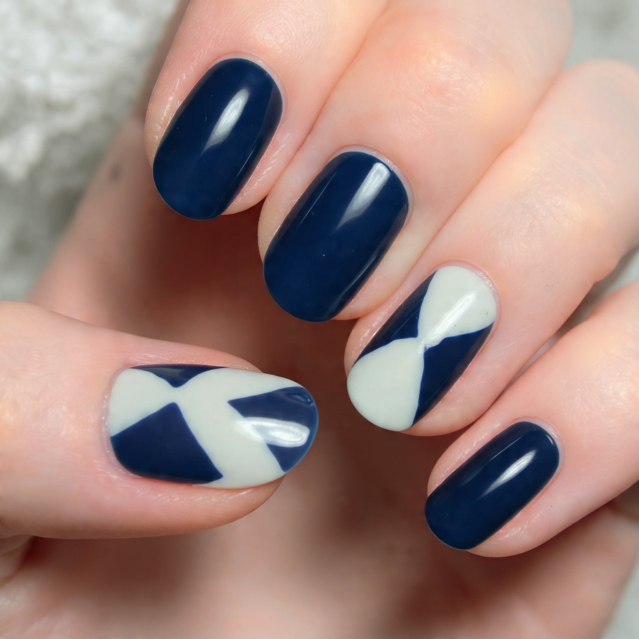 dark blue tuxedo nails dark blue milky white chic