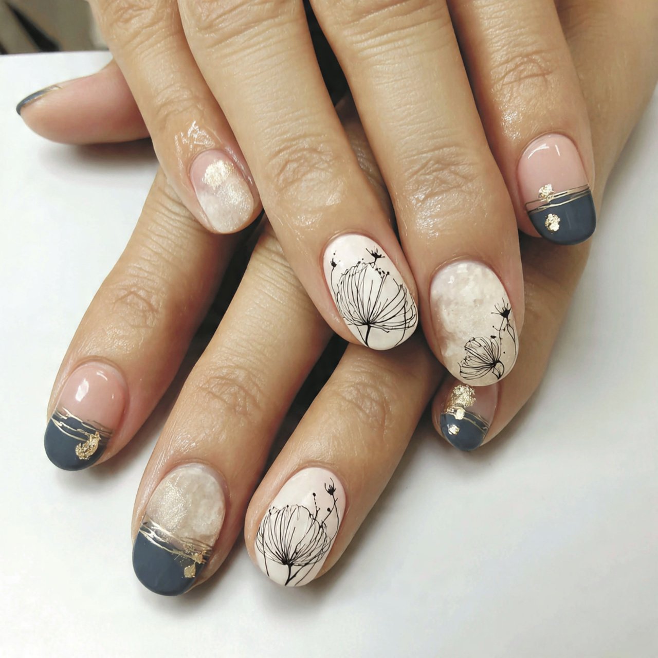 dark blue with gold foil sparse encapsulated natur