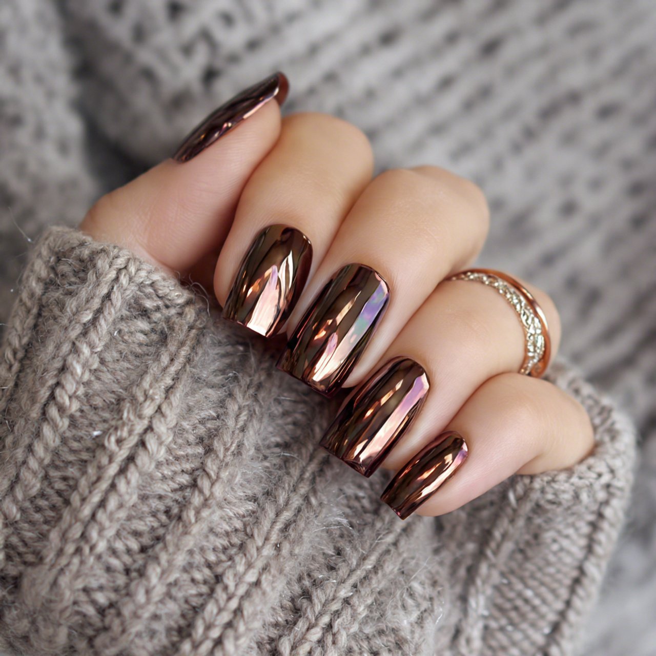 dark brown chrome nails attractive nails 1