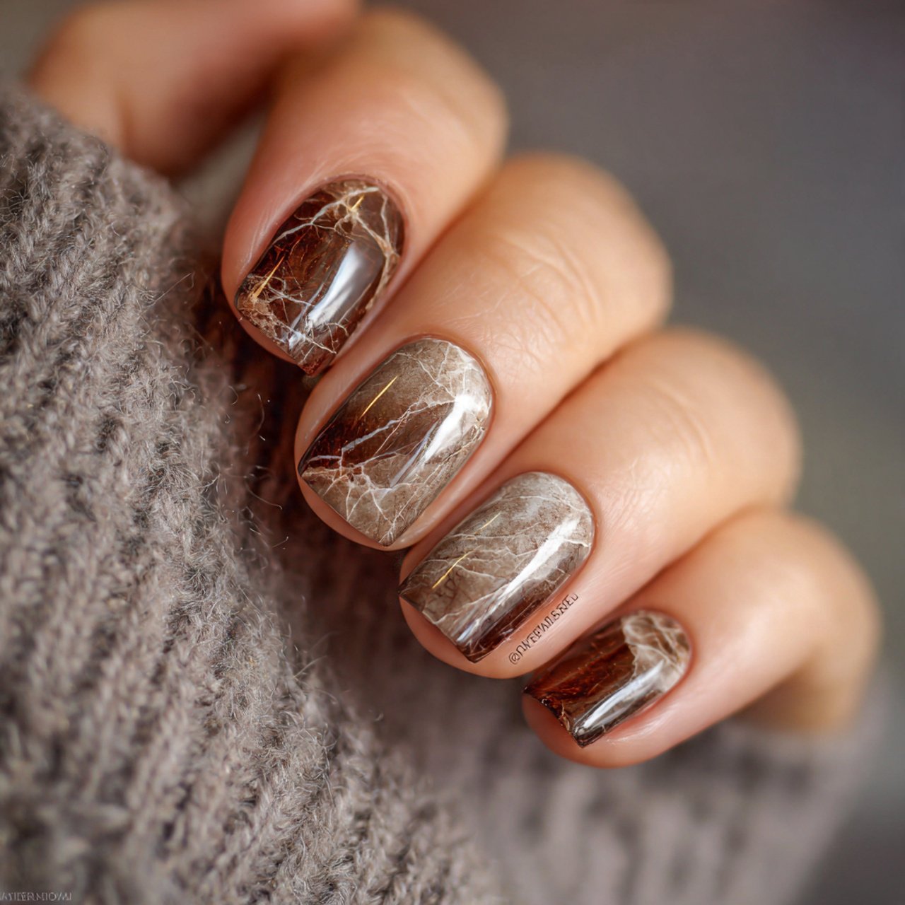 dark brown marble nails supper nails