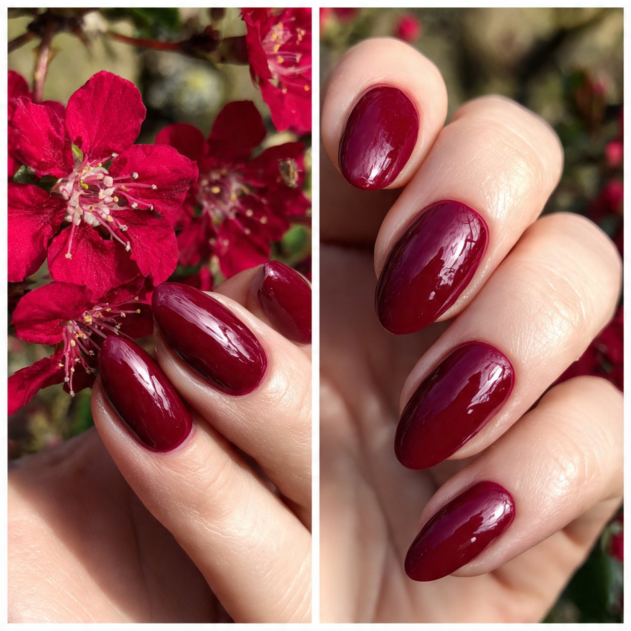 deep cherry acrylics rich elegant red nature look