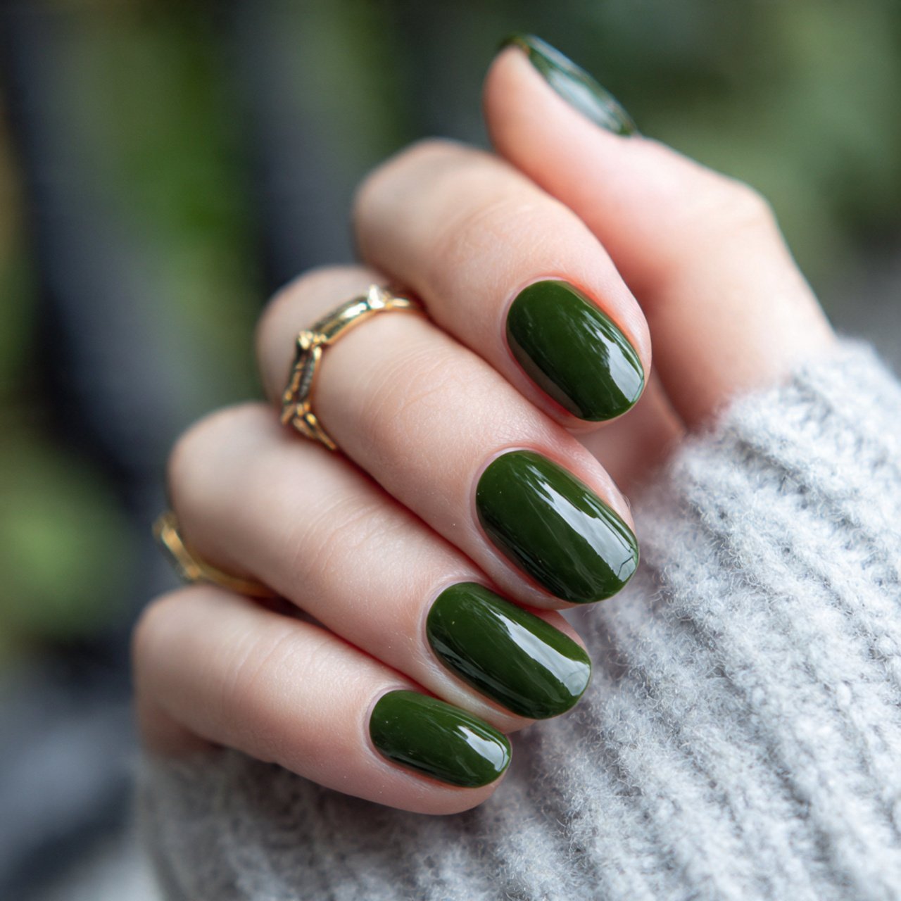 deep green gloss nails