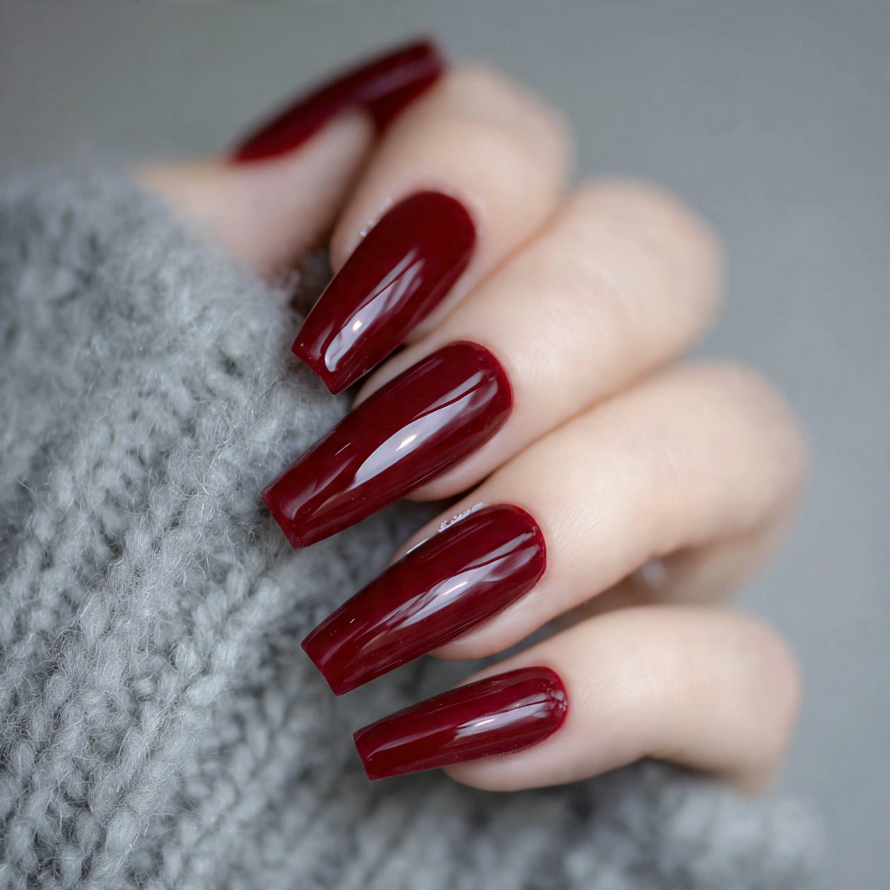 deep red long nails flawless nails