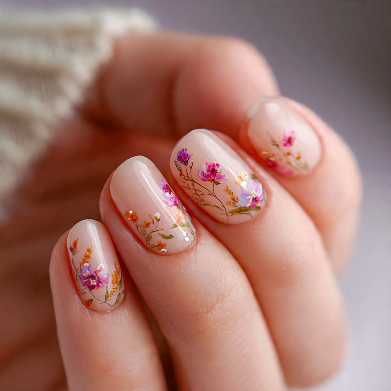 delicate floral accent pretty nails tiny nails