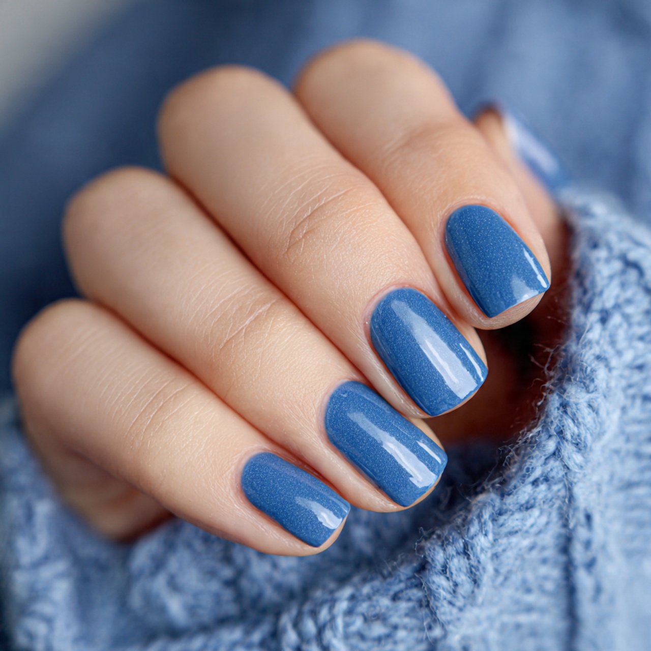 denim blue short nails