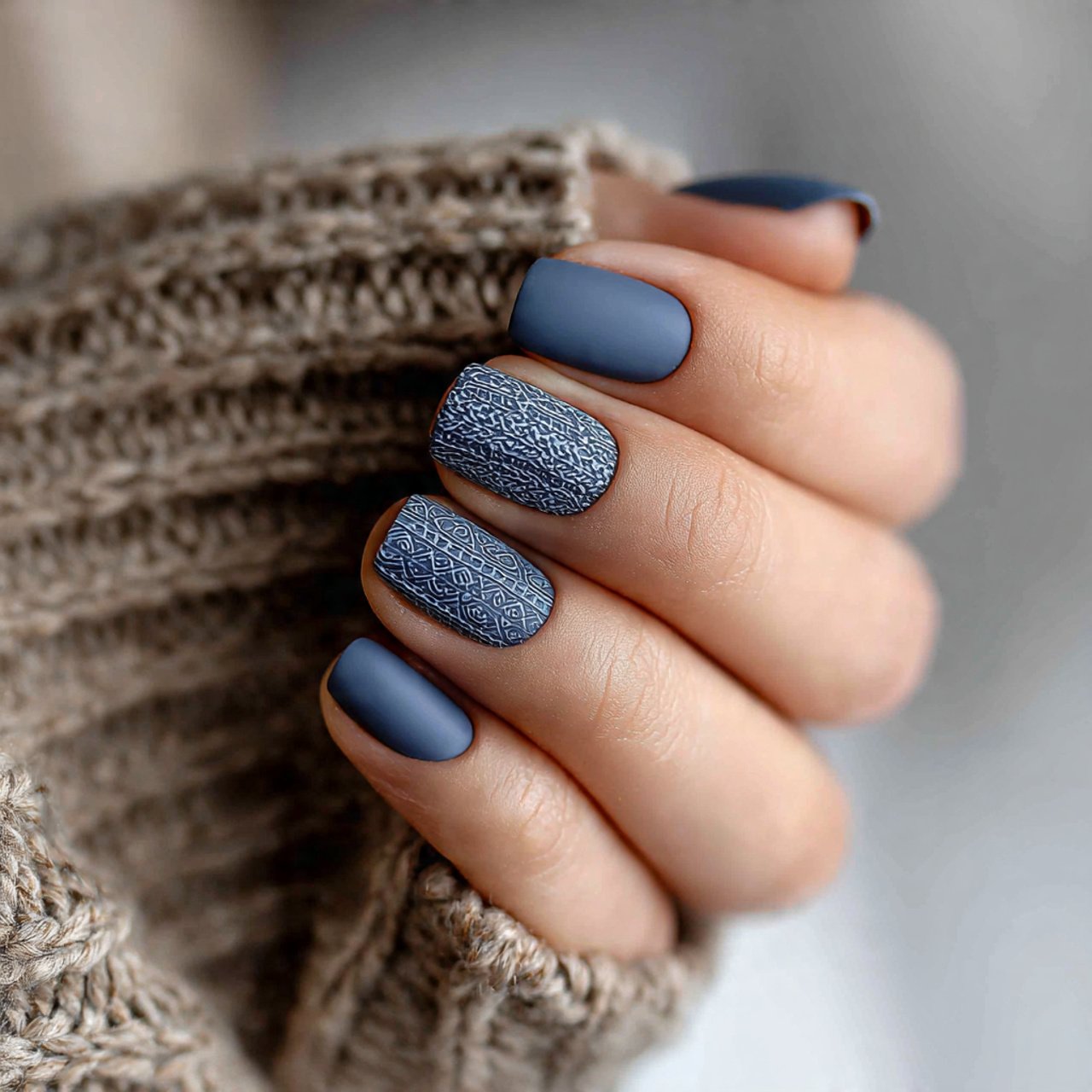 Blue Winter Nails: 15 Chic, Wearable Designs That Look Polished All Season 10 denim blue short squoval nails attractive nails