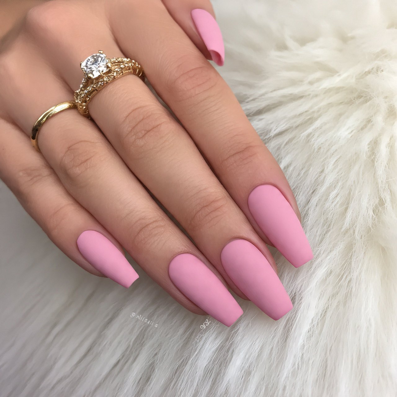 dusty pink matte coffin nails natural nails