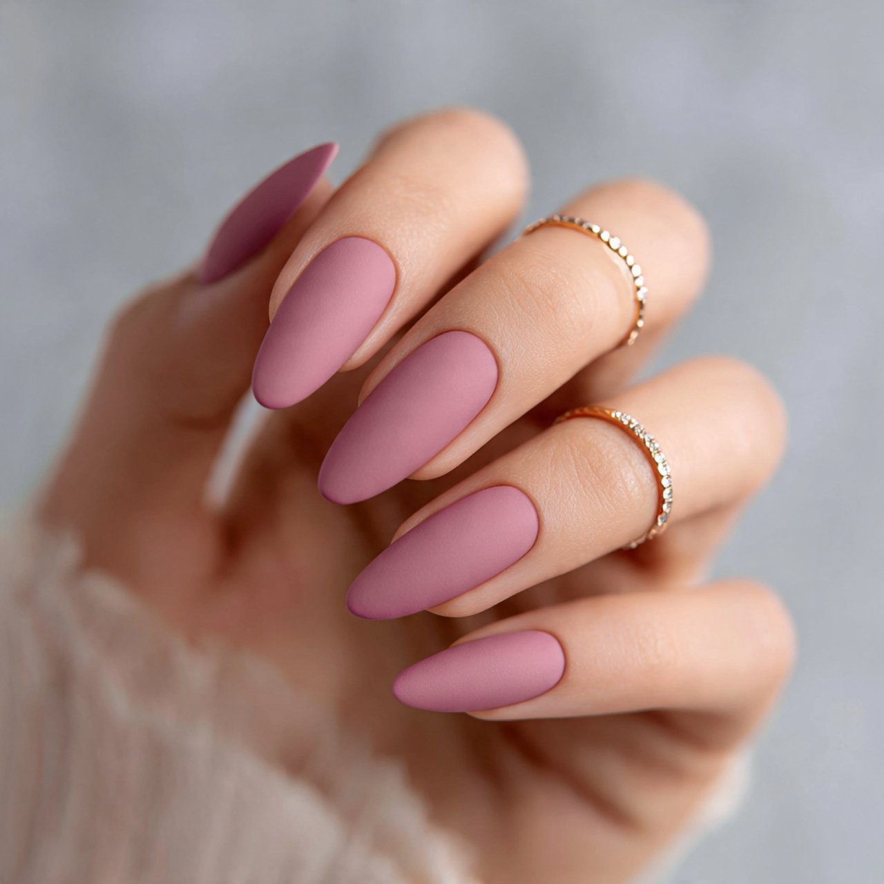dusty rose matte nails