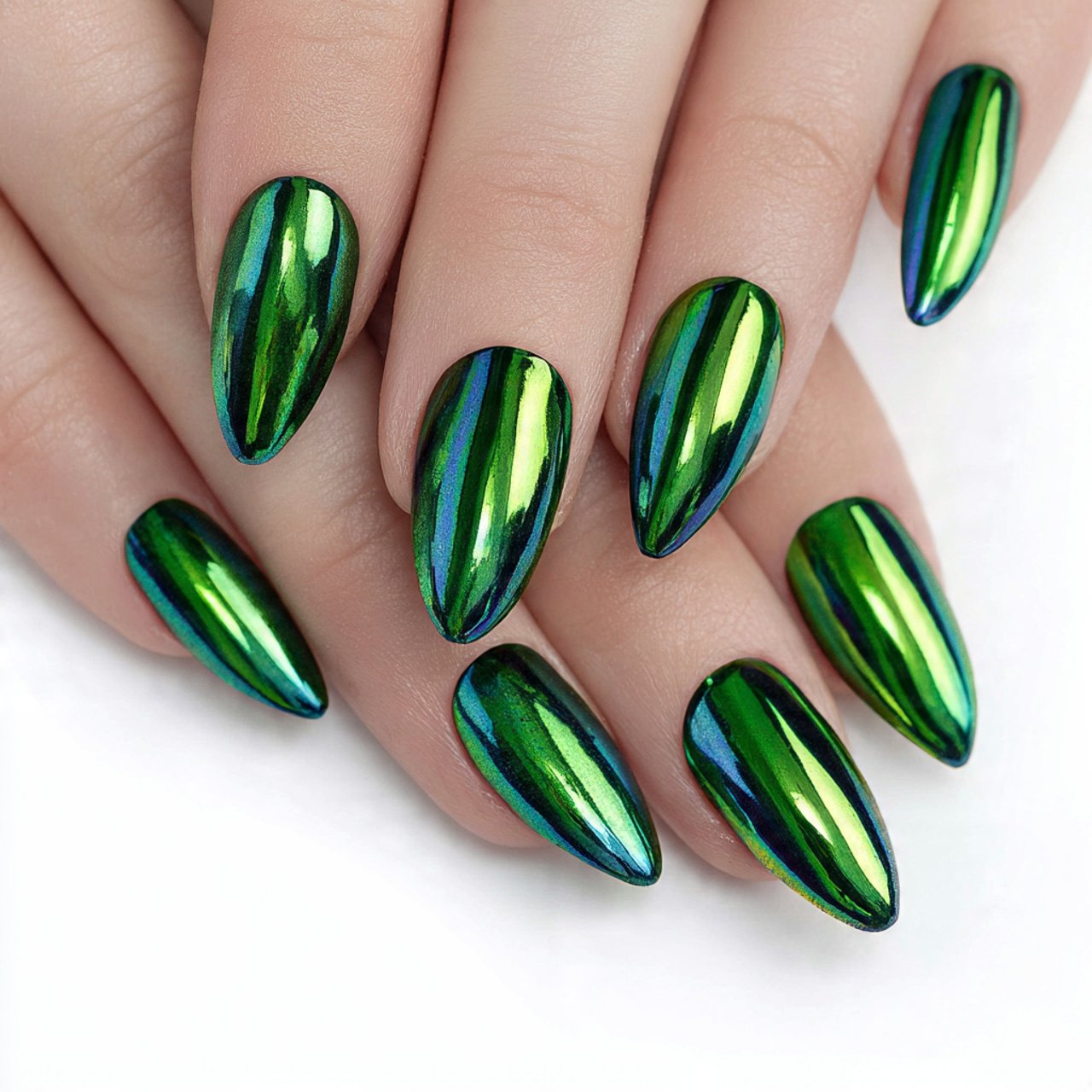 electric green chrome accent nails attractive nail