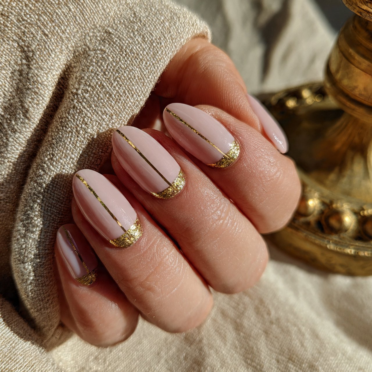 fine gold stripe accent creative nails
