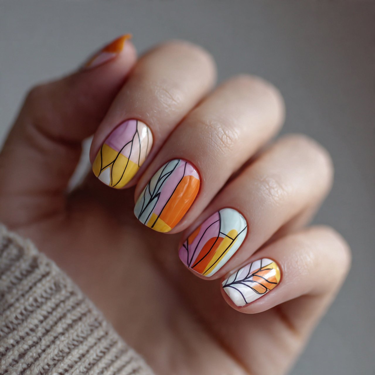 fine line abstract nail designs cool nails