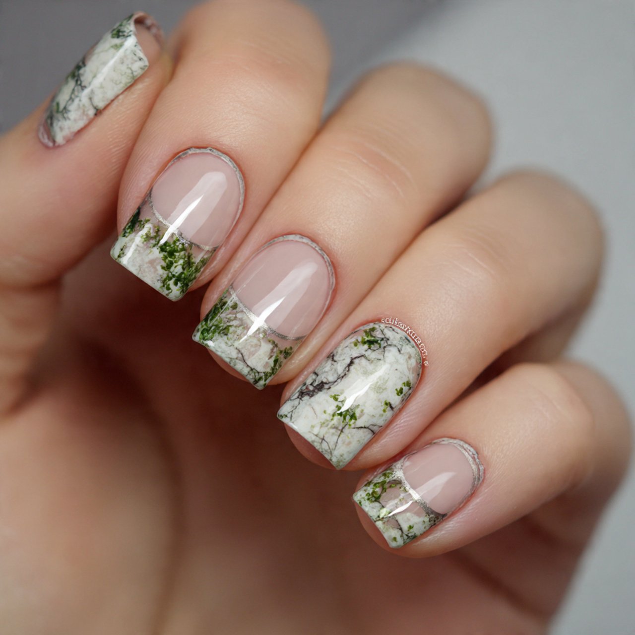 french marble accent nails nature look nails