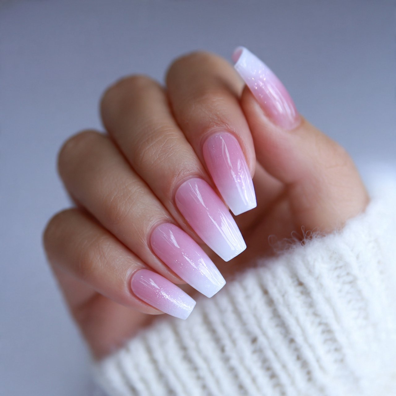 french ombr coffin fade nails