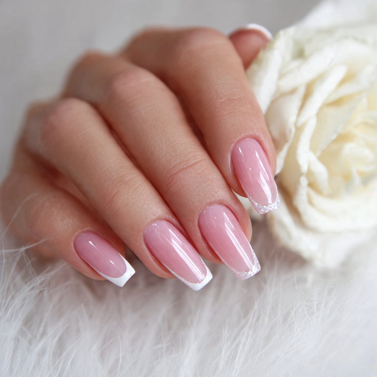french tip coffin nails pretty nails