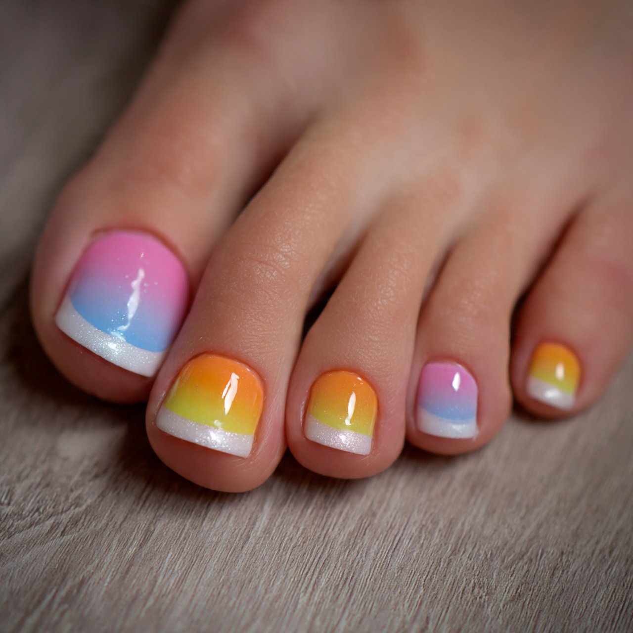 french tip summer toe nails