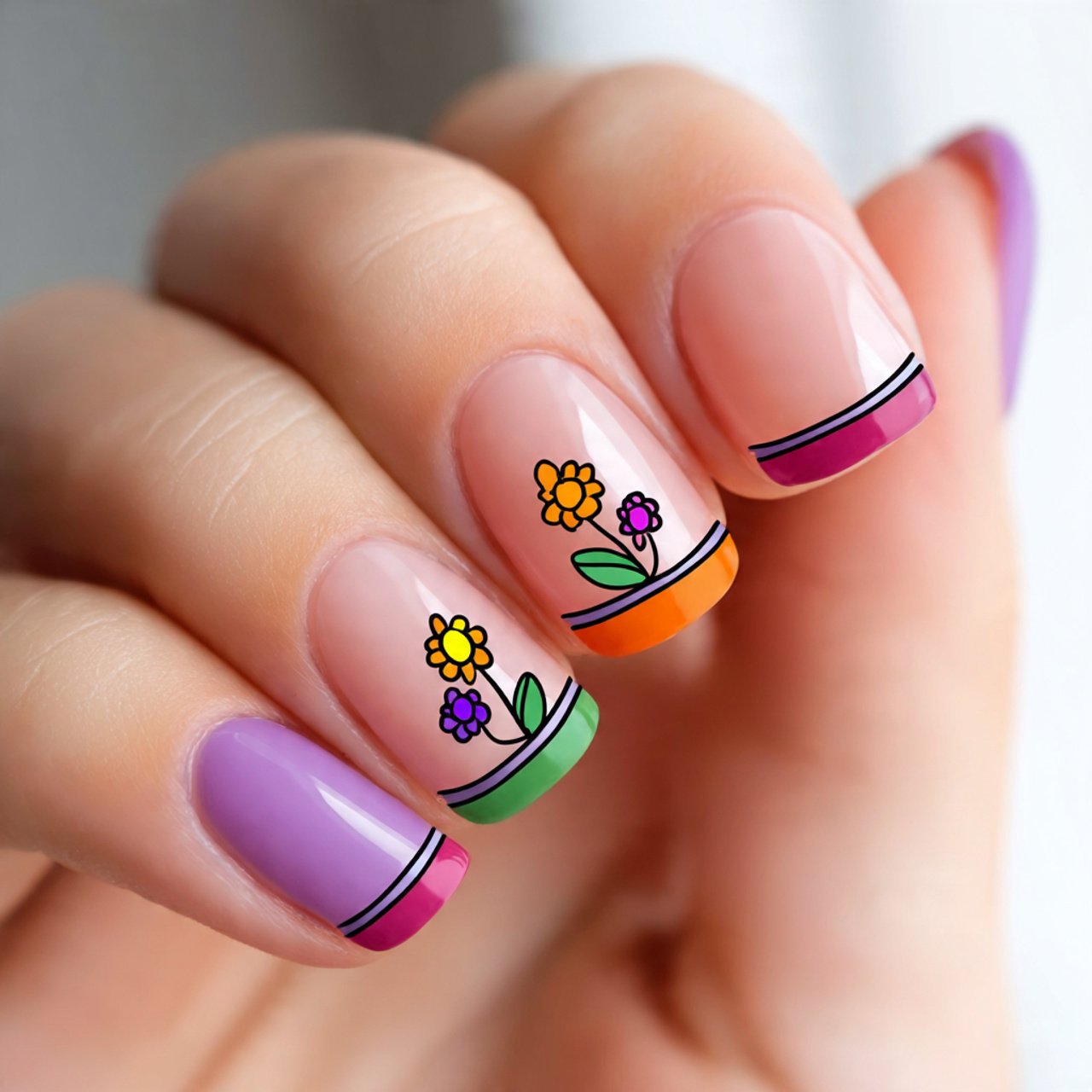 french tips with a twist double line micro french