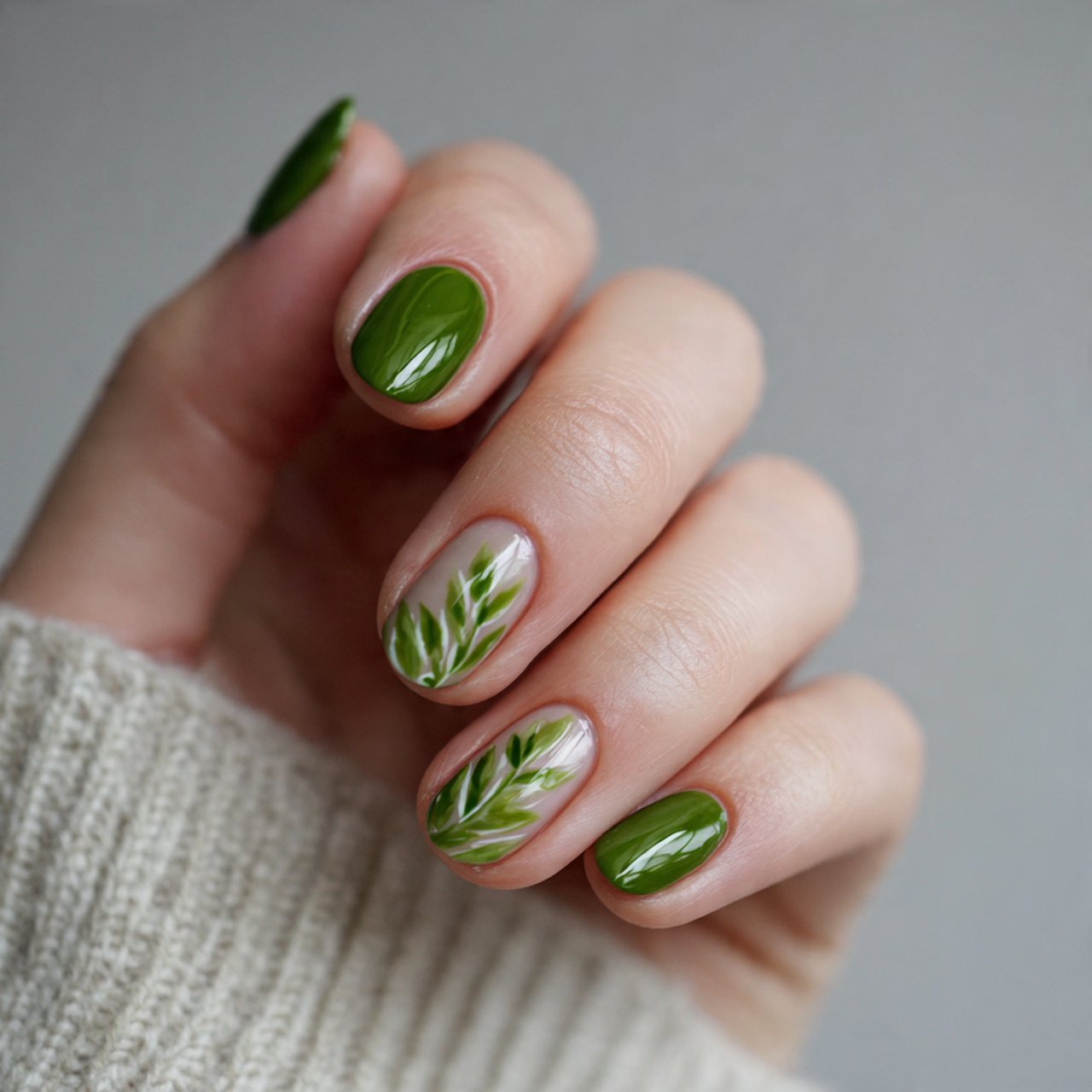 fresh green minimal nails