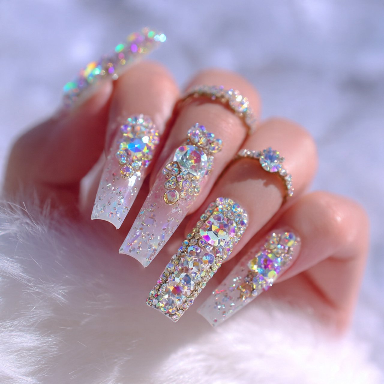full rhinestone accent bling nails