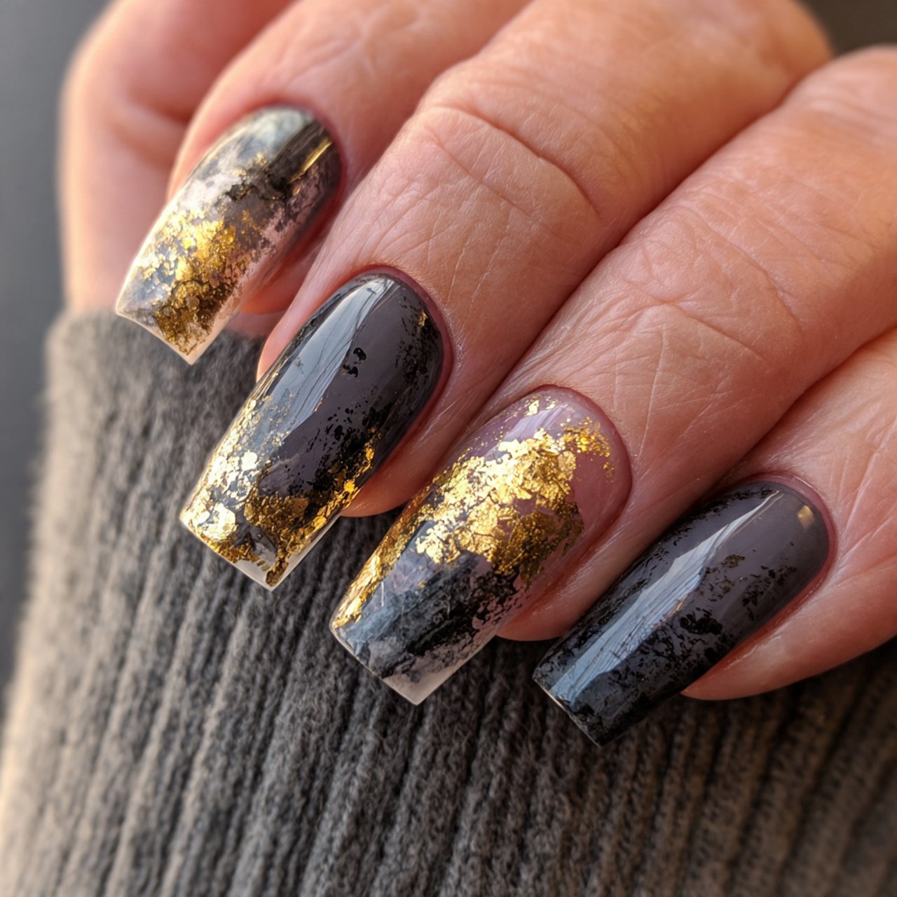 gel nails with gold glaze nails 1