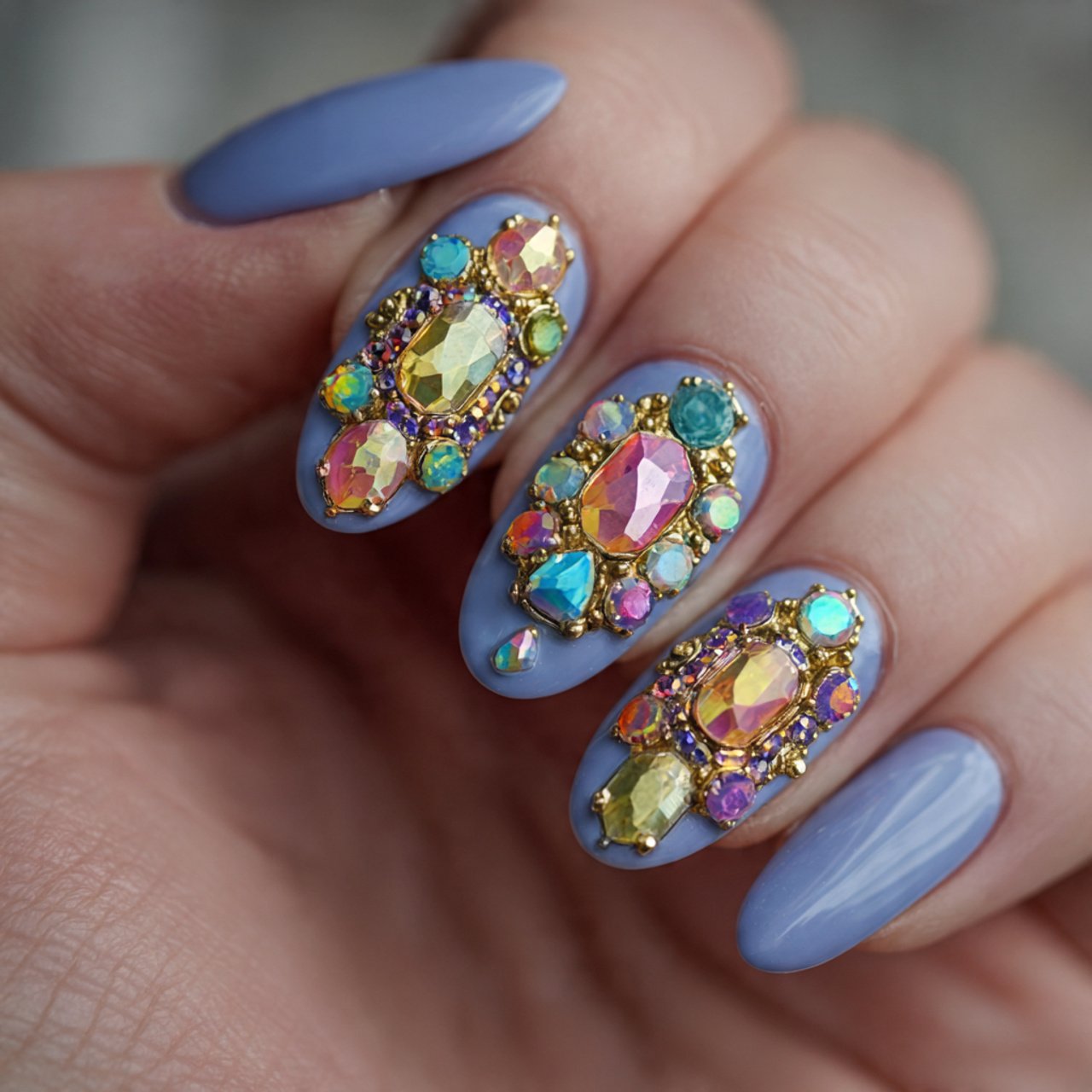 gem accent festival nails