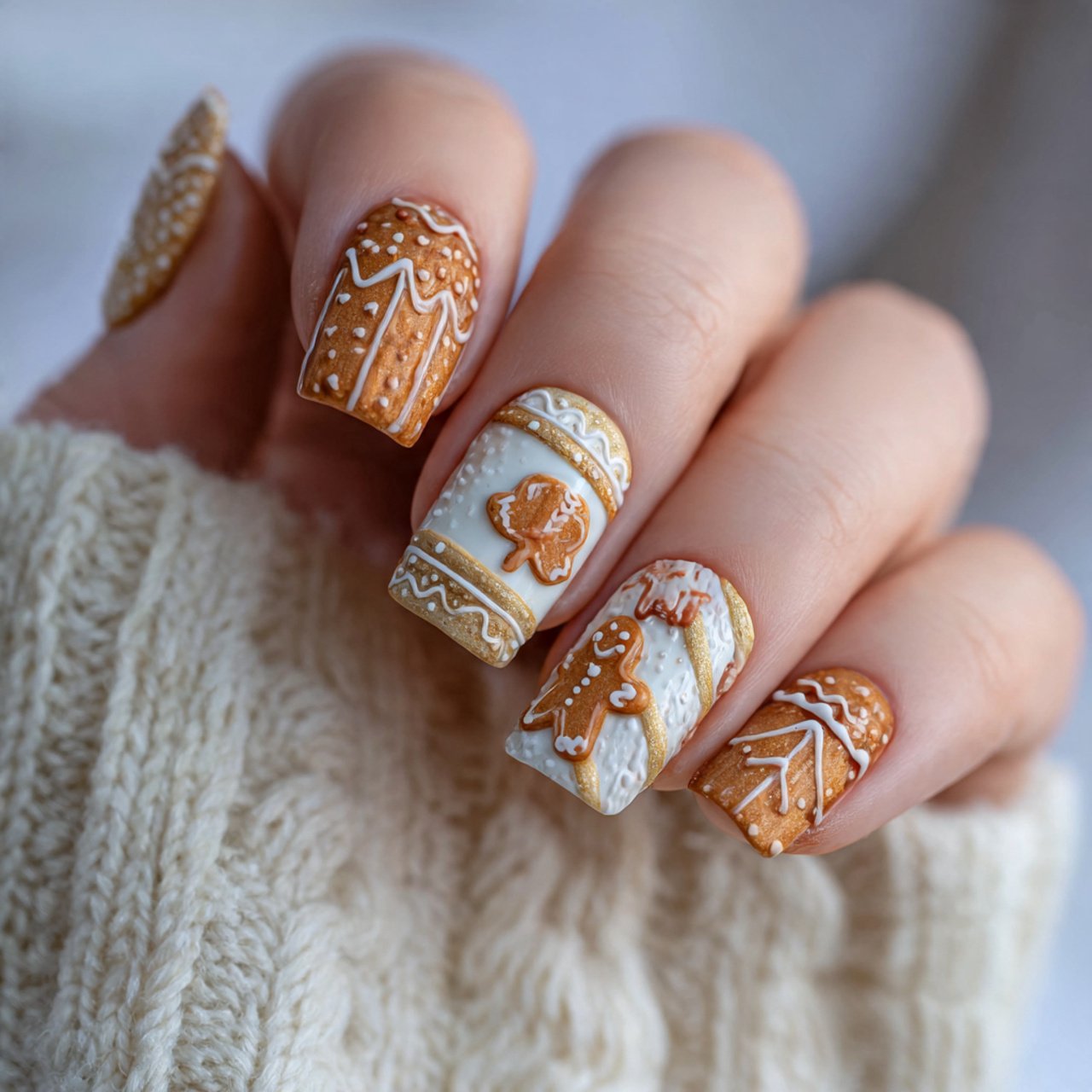 gingerbread accent nails