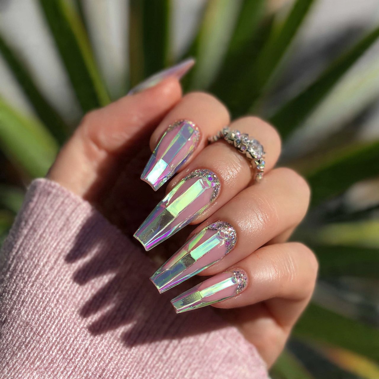 glass french coffin nails cool look nails