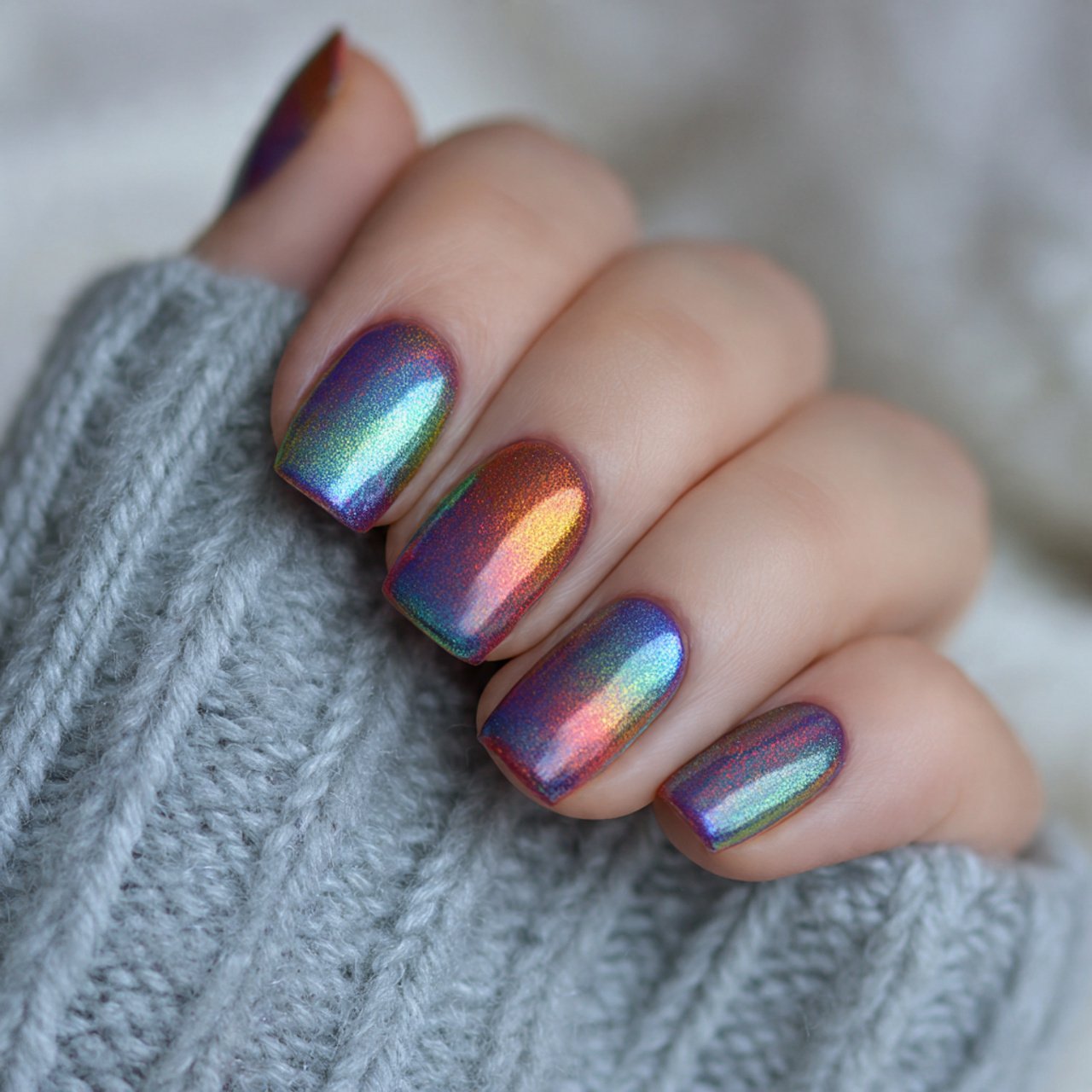 glassy iridescent decent look nails