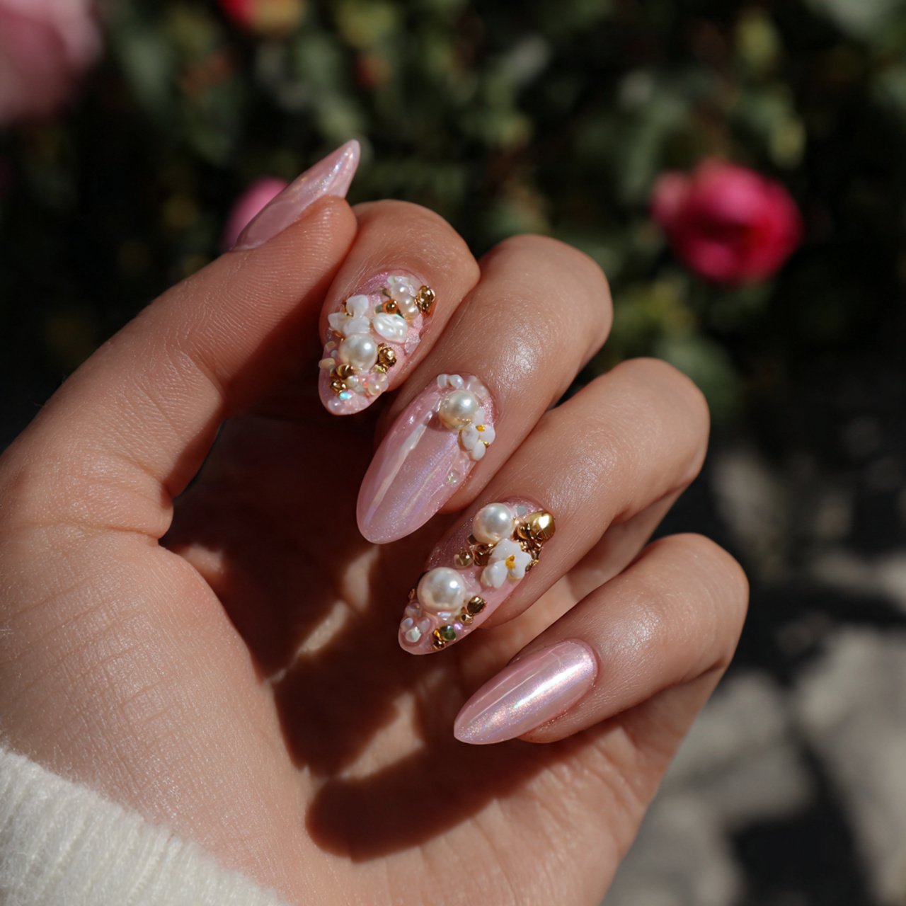 glazed pearl nails tiny nails