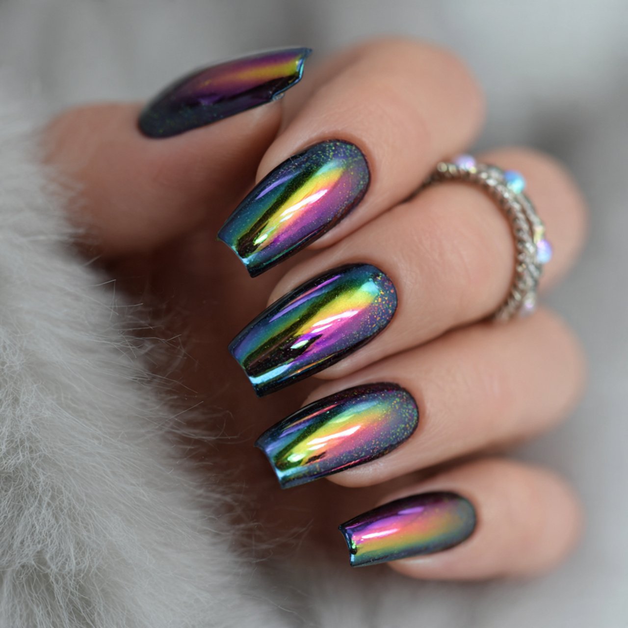 glazed short acrylic nails