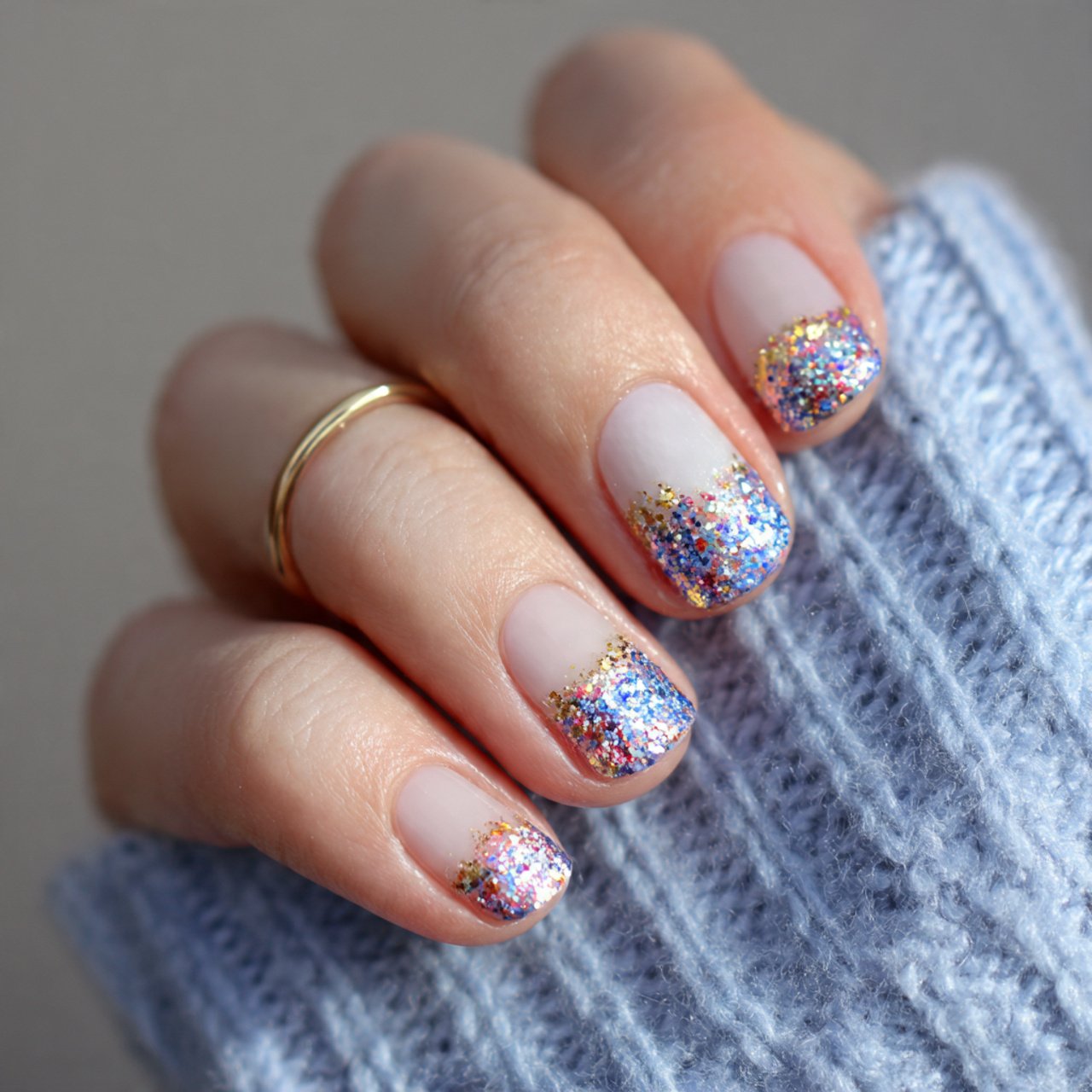 glitter cuticle detail nails