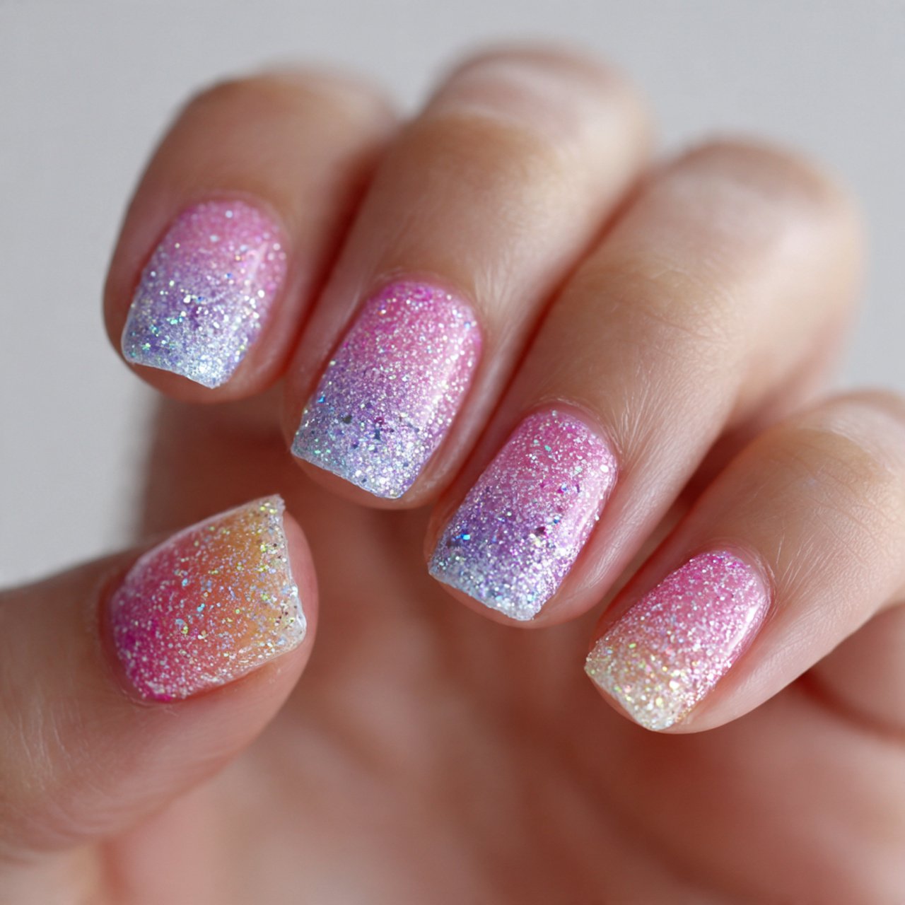 glitter fade prom nails