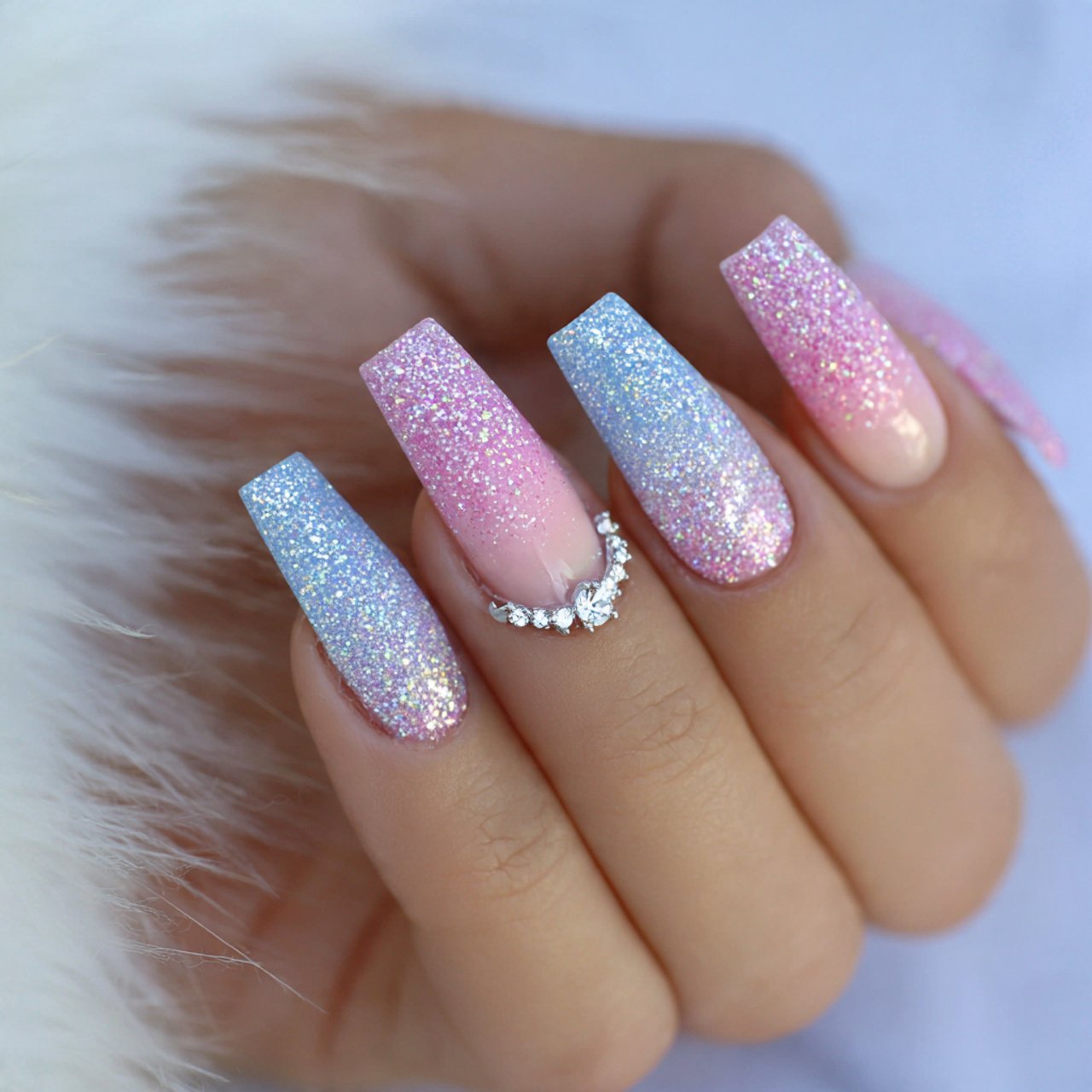 glitter ombre coffin nails attractive nails