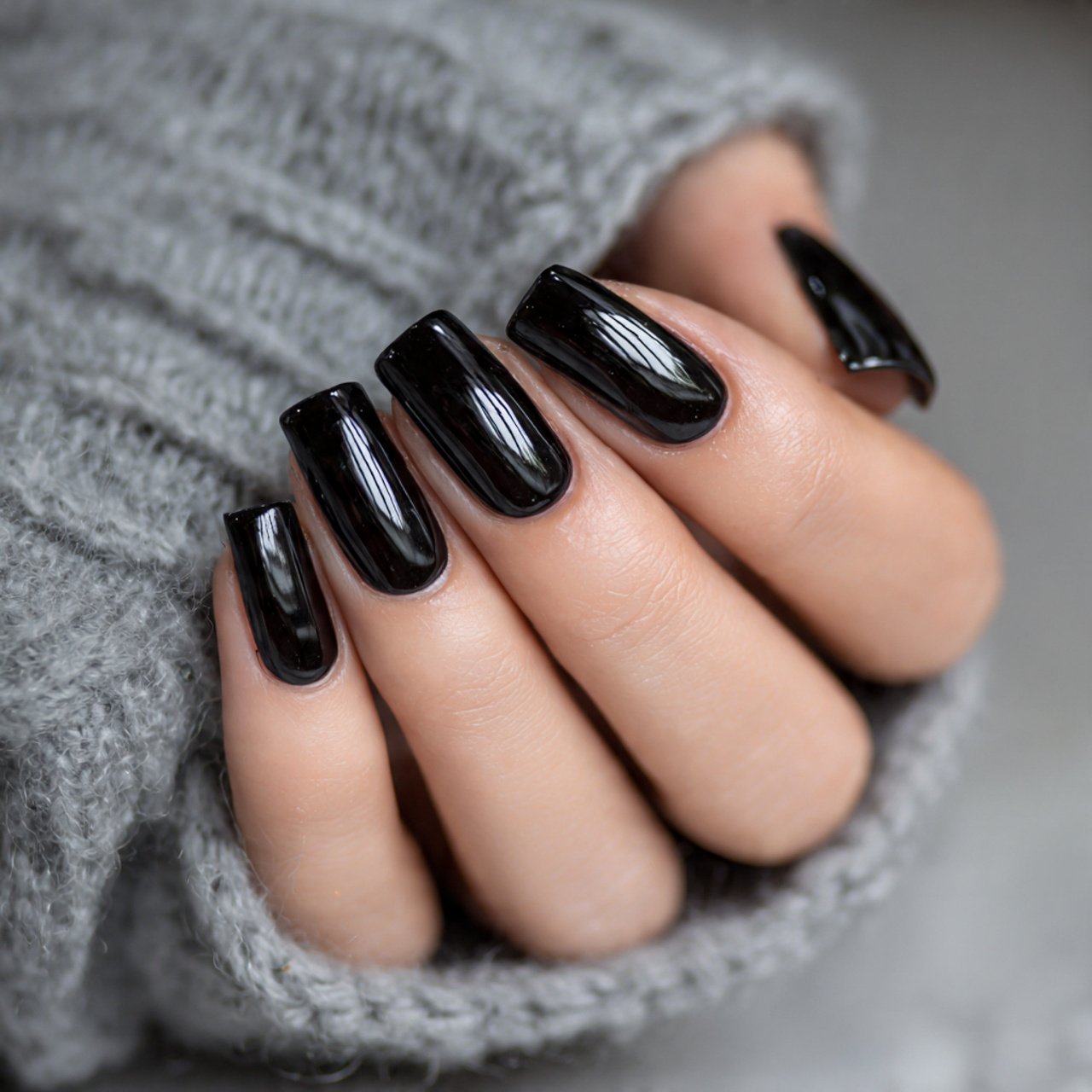 Nails Inspiration Square: 15 Chic, Salon-Approved Designs for a Clean and Stylish Look 10 glossy black square nails attractive looks nails