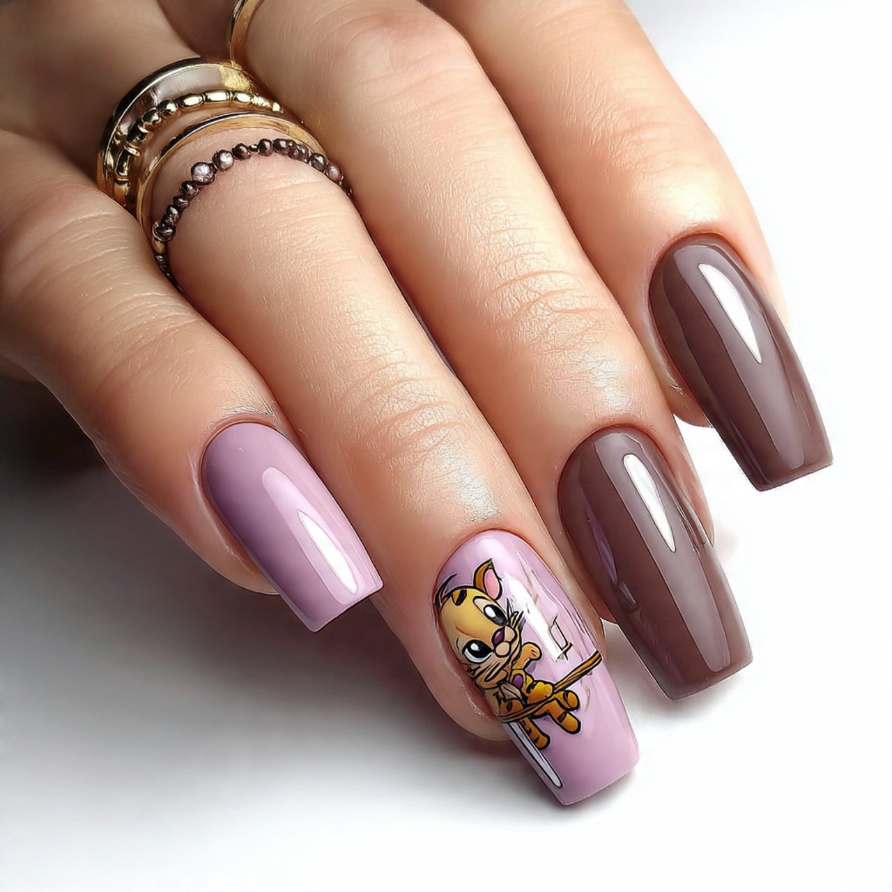 glossy blush and mocha nails nature look nails