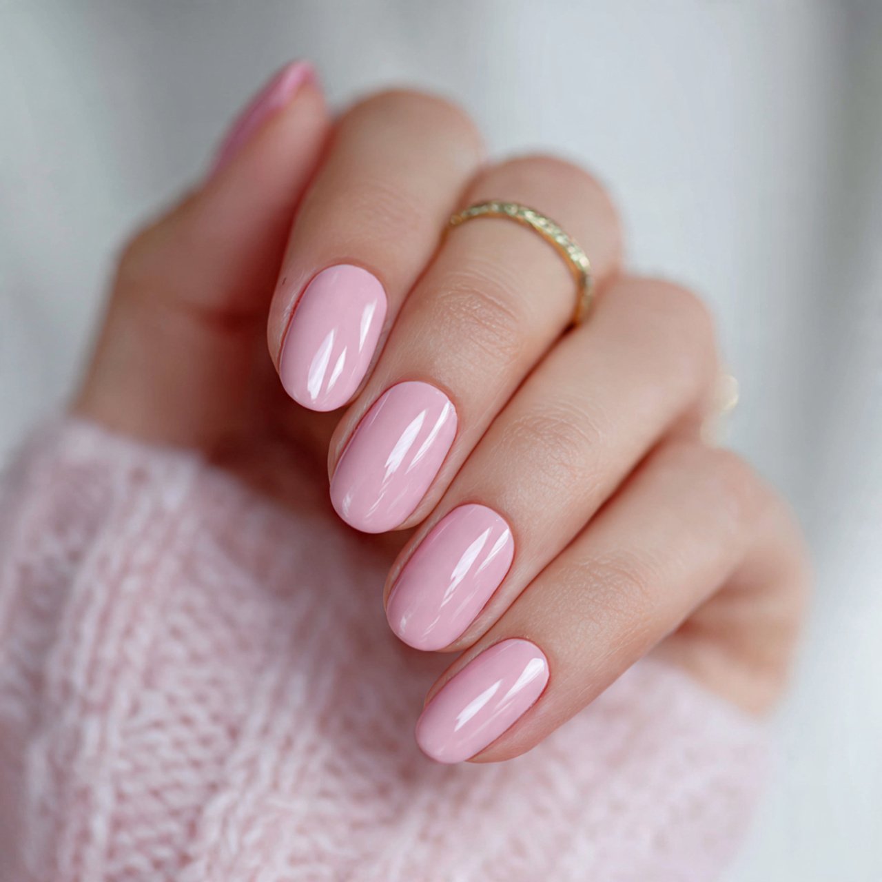 glossy blush pink nails