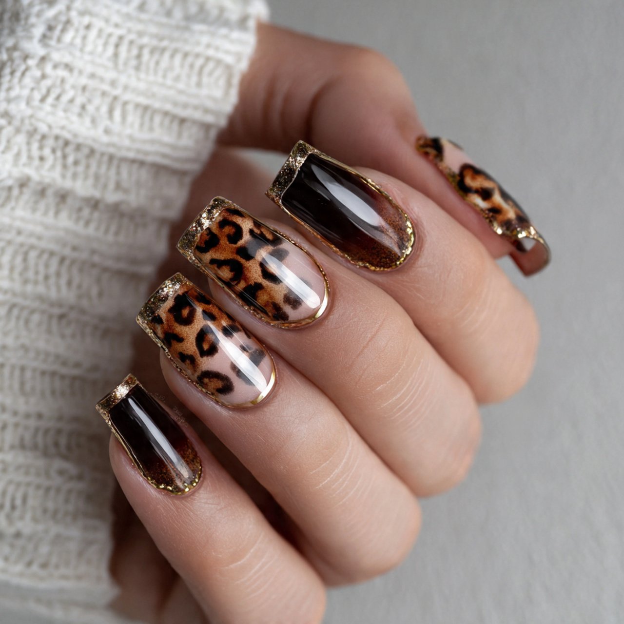 glossy classic leopard nails gorgeous nails