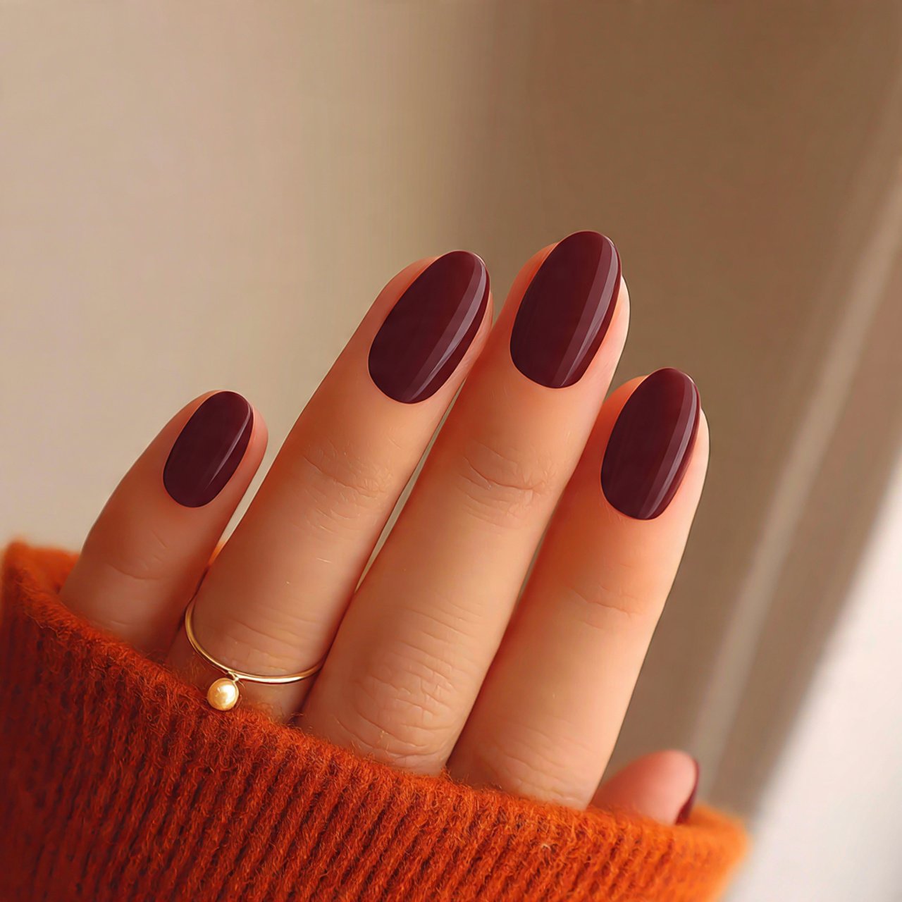 glossy espresso brown nails nature look nails