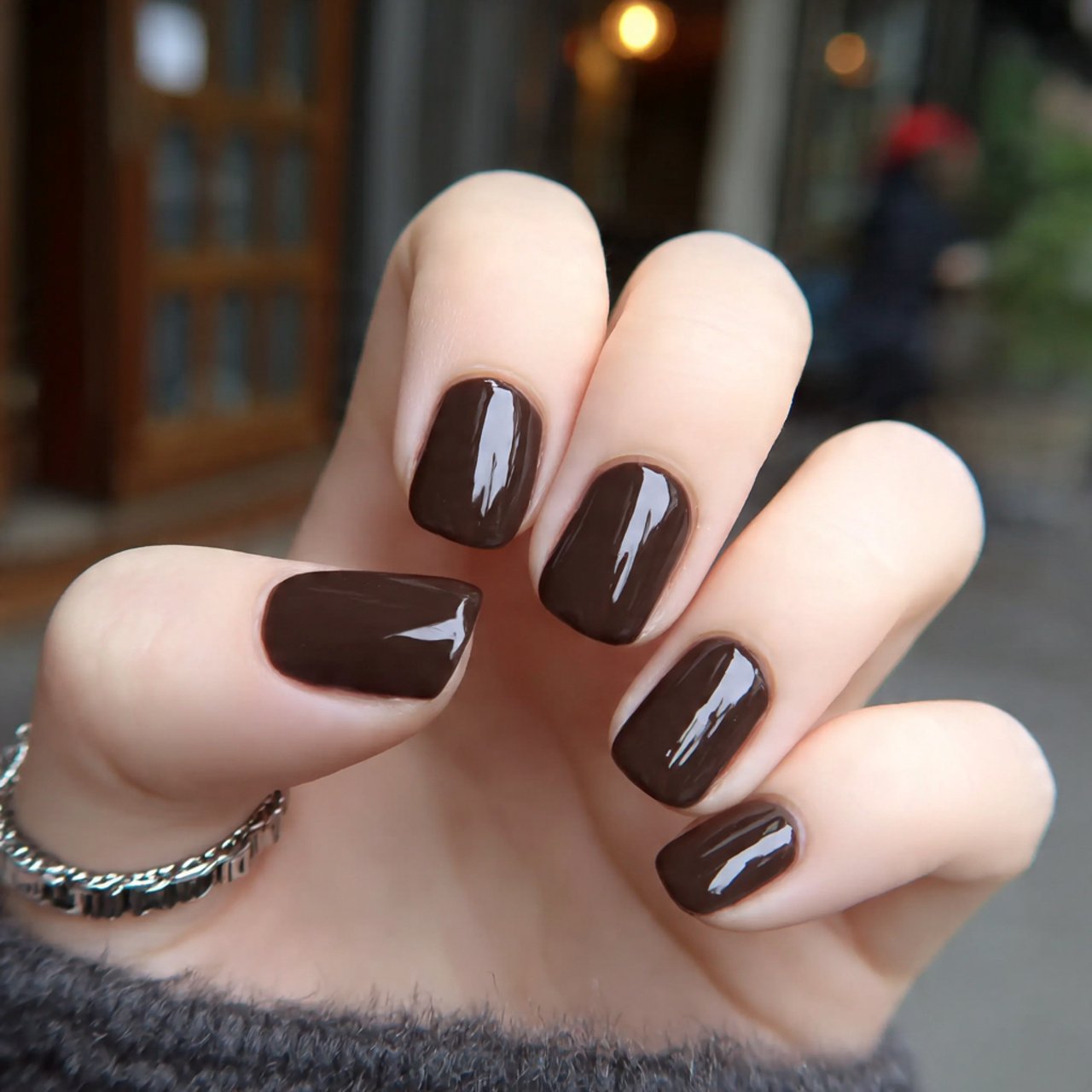 glossy espresso short nails attractive nails