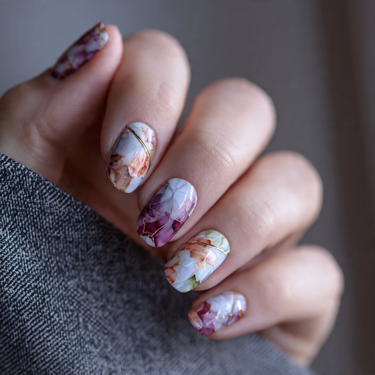glossy glass marble nails slaying nials